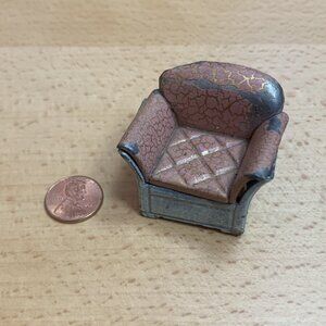 Tootsie Toy Arm Chair 1930s Vintage Dollhouse Furniture Miniature Metal FLAWS